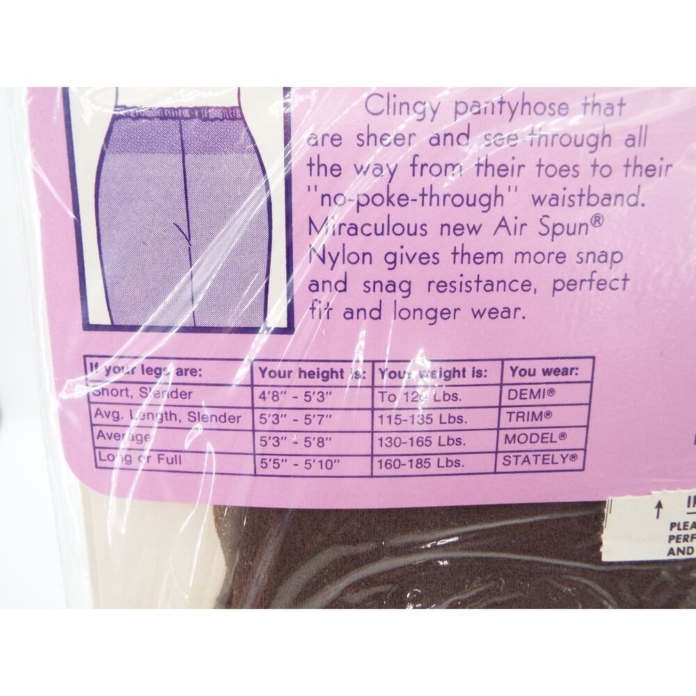Vintage Round the Clock Miracle Air Spun Perfect Taupe Sandalfoot Pantyhose NOS - Picture 5 of 6